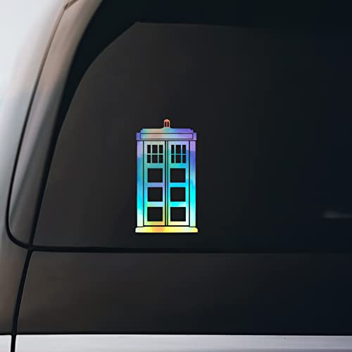 Image of Police Box Tardis Sticker Vinyl Decal Notebook Car Window Laptop 4" x 8" | Holographic |