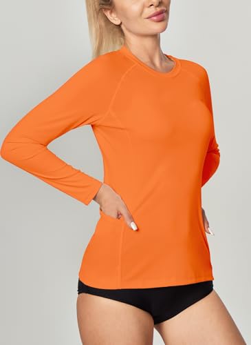 Image of IUGA Rash Guard for Women UPF 50+ SPF UV Protection Long Sleeve Workout Tops with Pockets Dry Fit Hiking Swim Shirt