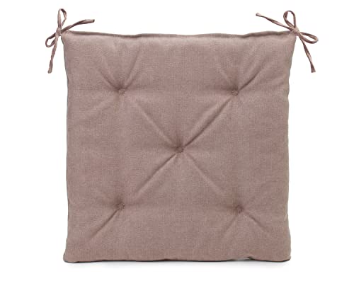 Gözze - Cojín de asiento con correas de fijación, Cojín de silla, Acolchado, Darco, 40 x 40 x 4 cm - Marrón Topo