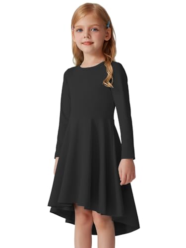 Quedoris Girls High Low Dress Crewneck Casual Party Athletic Dress for 6-14 Years