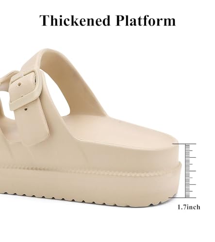 Image of Haifago Women's Platform Sandals with Arch Support, Summer Beach Slides Adjustable Buckle Comfortable Lightweight EVA Slip on Slide