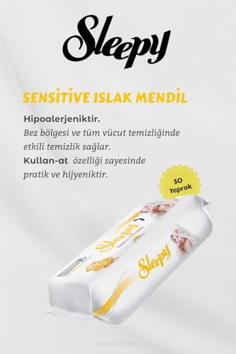 Sleepy Sensitive Islak Mendil 7 AL 6 ÖDE 50 Yaprak ve Bebek Temizleme Pamuğu - Görsel 2