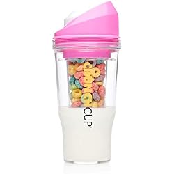 CRUNCHCUP XL Portable Cereal Cup for Breakfast On the Go - Pink | Skip the Spoon and Bowl - Designed for a quick, convenient breakfast at home, on the go, or during busy mornings.