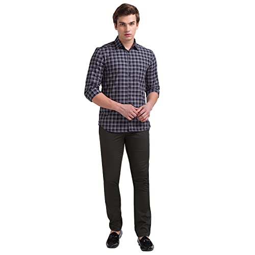 Image of Parx Cotton Dark Green Casual Trouser for Men