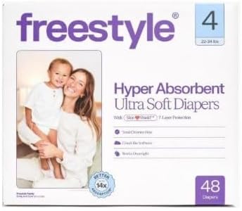 Free~Style Hyper Absorbent Ultra Soft TCF Luxury Diapers ~ (Size 4-48 Count) ~ (1 Pack) ~ White