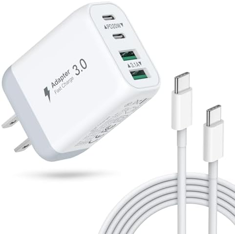 USB C Charger Block, 40W 3Pack 4-Port Type C Fast Charging Wall Cube, Dual PD&QC Power Adapter Multiport Charger Wall Plug Type C Brick For IPhone 17/16/15/14/13/12/11 Pro Max XR XS, IPad