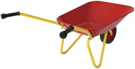 Red Kids Wheelbarrow, Metal Construction Toy Cart, 33lbs Load Capacity,Child Wheel Barrel Outdoor Gardening Toy with Front Wheel for Children