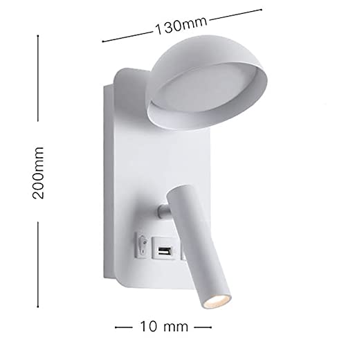 Aplique de pared LED blanco con lector regulable de 3W para dormitorio moderno 5
