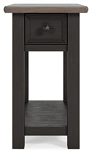 Signature Design By Ashley Tyler Creek Chair Side End Table, 14"W X 24"D X 24"H, Light Brown & Whitewash,Black #TOP3