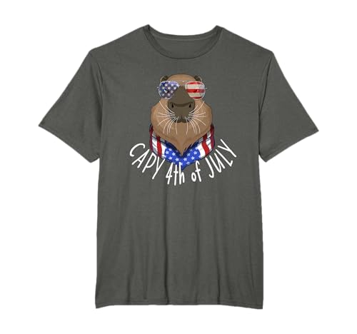 Funny Capy 4th of July American Flag Capybara 4th of July T-Shirt