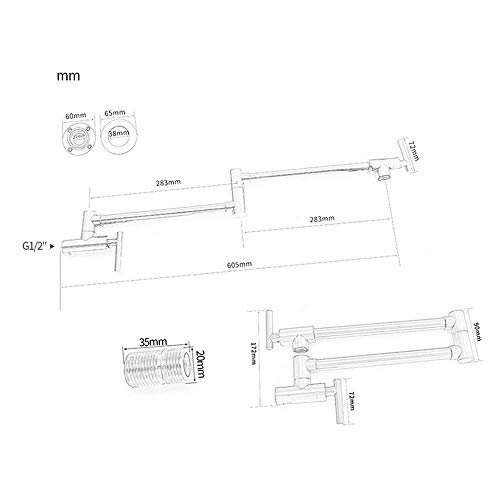 Robinet de Cuisine en Laiton Pliant avec Bras Oscillant pour Eau Froide