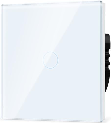 TAWOIA Normaler Lichtschalter,Wandlichtschalter,Standard 110 V - 240 V Glasscheibe,86 * 86 mm,1 Fach 1 Wege Berührungs Lichtschalter