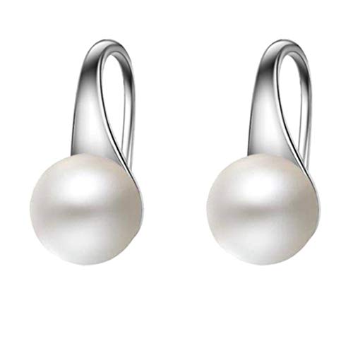 Pearl Earrings for Women,925 Sterling Silver Hook Earrings Style A