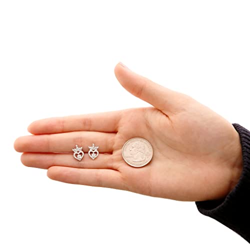 Disney Princess Tiara Sterling Silver Cubic Zirconia Birthstone Stud Earrings, April #TOP4