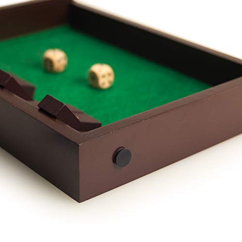 Sterling Games Wooden Shut The Box Game 12 Numbers With Home Decor Design Lid Cover And Felted Rolling Surface #TOP4