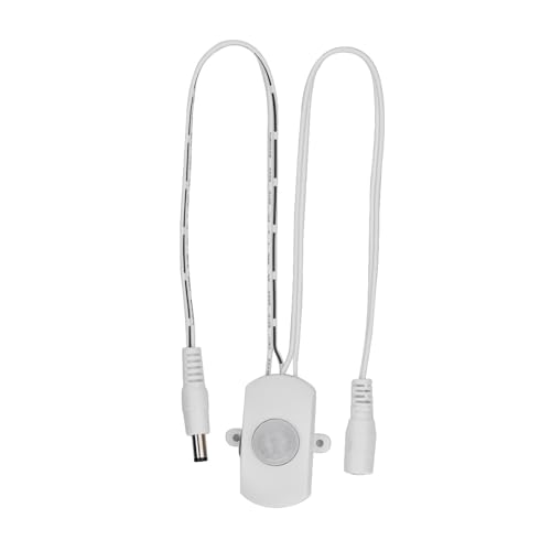 SOULONG PIR Motion Sensor, 5A DC 6-24V Infrared Motion Detector for LED Strip Lights with 120° Detection Angle 5-7m Range 15-240s Adjustable Delay (White)