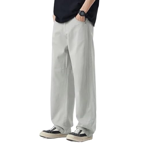 Spring Summer Men Solid Color Cotton Korean Casual Long Pants Loose Sports Street Vintage Trousers