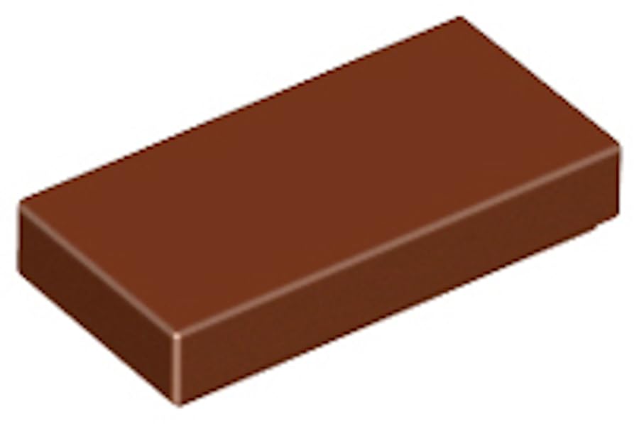 LEGO Tile 1x2, Part 3069, Building Block Component (Reddish Brown, 10, Bricks), Multicoloured, Standard