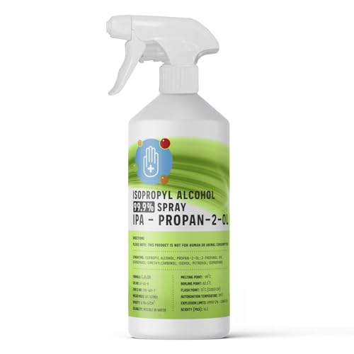 Isopropanol Alcohol IPA 99.99% 500ml Spray Disinfectant for Household Hospitals Office - Electronics Stains Grease Glue and Paint Cleaner Easy Pour