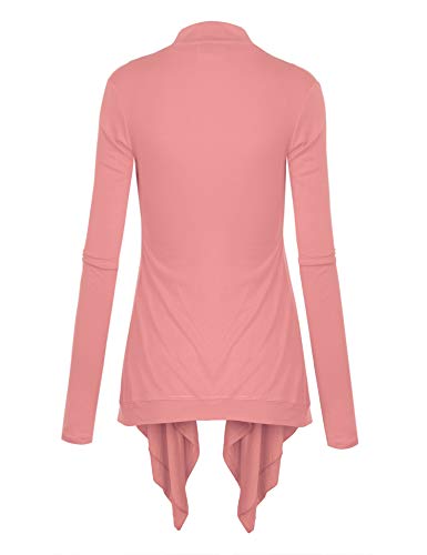Image of Lock and Love Women's Draped Front Open Asymmetrical Cardigan - Casual Long Sleeve Lightweight Duster