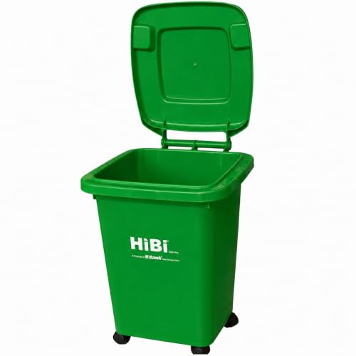 Image of HiBi AW 50 Litre Dustbin - Large Outdoor Waste Bin | Heavy Duty Garbage Container with Wheels | Durable Plastic Trash Can for Home, Office, Hospitals, Public Areas (Green)