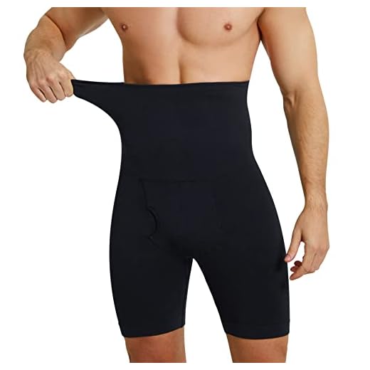 TAILONG Men Tummy Control Shorts High Waist Slimming Body Shaper Compression Underwear Seamless Belly Girdle Boxer Briefs Black