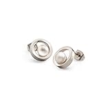 boccia schmuck Perlen: 2 Perlen Weiß Boccia Damen-Ohrstecker Titan 05017-01