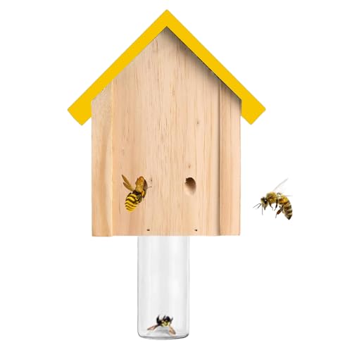 Trampas para abejas de carpintero, seguro de madera, disuasorio de avispas, decoración de jardín, atrapador de avispones natural para jardín, atrae abejas en primavera