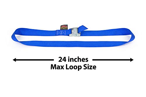 Powertye 1.5In X 4Ft Special Edition Heavy-Duty Lashing Strap With Heavy-Duty Buckle - Made In Usa - 300 Lb. Working Load Limit - Blue - 2-Pack #TOP2