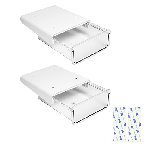 ARREGLO Under Desk Drawer Storage Organizer - 2Pack Under Table Drawer Organizer for Office, Bedroom, School, Kitchen, Office Organizers and Storage Drawers Under Mounted (white)