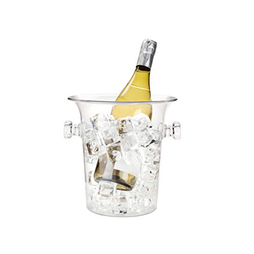True Clear Acrylic Ice Bucket with Handles, 3-Liter Capacity, Durable Wine and Champagne Bucket, Perfect Ice Buckets for Parties, BBQs, Weddings, Picnics, Holidays, Outdoors, 8.75' x 8.25', Set of 1