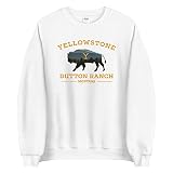 PARAMOUNT NETWORK Yellowstone Dutton Ranch Bull Fleece Crewneck Sweatshirt - Officially Licensed - White, Medium
