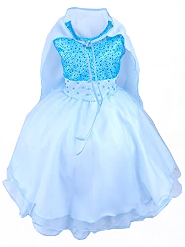 Vestido Infantil Azul Menina Princesa Frozen Aniversário Daminha Social Cinderela Super Luxo Cor:Azu
