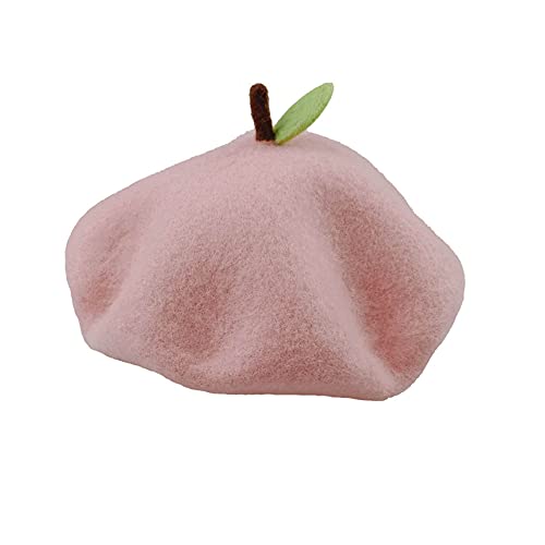 Zasy Pink Peach Handmade Wool Beret French Style Felt Fruite Beanies Women Winter Autumn Cap (Peach) #TOP7