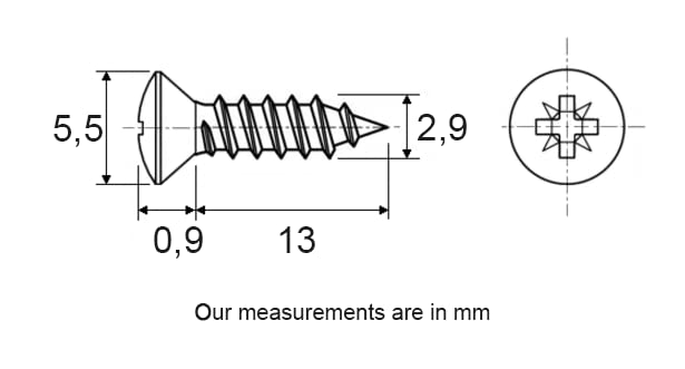 Stainless Steel A4 Countersunk Pozidrive Pan Head Screw 3 mm x 13 mm DIN 7983 Pack of 30, White Zinc, Sachet de 30 pièces - Image 4