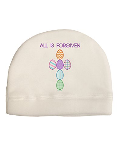 TOOLOUD All is Forgiven Cross Faux Applique Child Fleece Beanie Cap Hat White