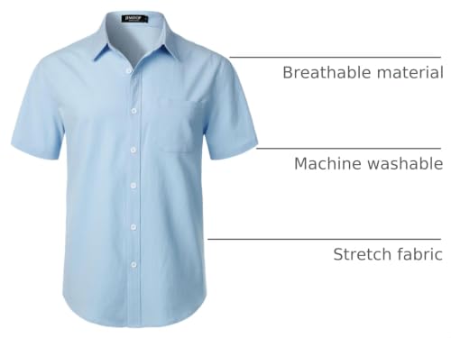 Image of JEMITOP Mens Stretch Wrinkle Free Texture Shirts