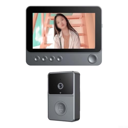 Sonnette vidéo sans fil avec écran IPS de 4,3 pouces et caméra HD grand angle de 170 °, interphone audio bidirectionnel pour la surveillance de la sécurité à domicile, sonnette extérieure étanche IP65