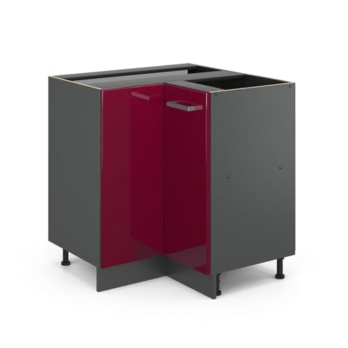Vicco Eckunterschrank R-Line, Rot Hochglanz, 75.6 cm ohne Arbeitsplatte, zur freien Kombination innerhalb modularer Küchensysteme