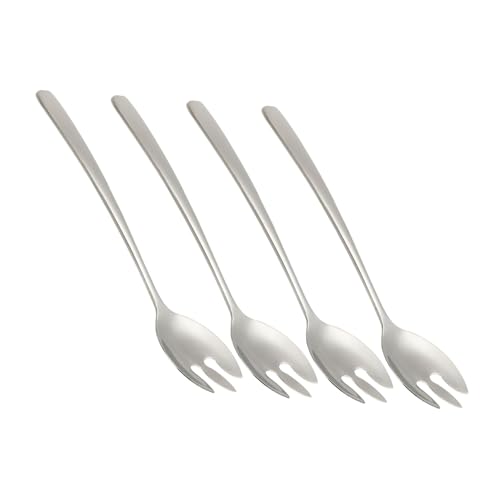 SOLUSTRE 4Pcs Stainless Steel Salad Forks Smooth Polished Fruit Appetizer Forks for Daily Use for Desserts Parties and Restaurants Tableware