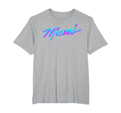 Miami - Vaperwave Synthwave 80s Style Retro Design T-Shirt, Men's Big and Tall, Heather Grey, 2X Tall