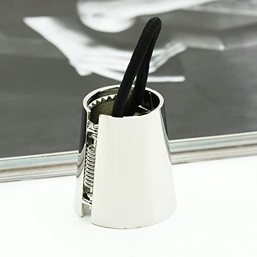 2 Pcs Metal Hair Ties Gothic Punk Ponytail Cuff Elastic Hair Rope Holder Headwear Hair Band Accessory For Women Girls Gold + Silver #TOP7