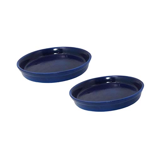 Image of Lasaki Round Ceramic Trays (Plates Saucers) for Pots, planters, Flower, Succulent(Set of 2,Blue,6 inch) R6(Plants not Included)