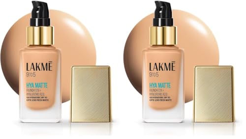 Image of Lakme 9to5 Hya Matte Foundation + Hyaluronic Acid Cool Rose - 25ml (Pack of 2)
