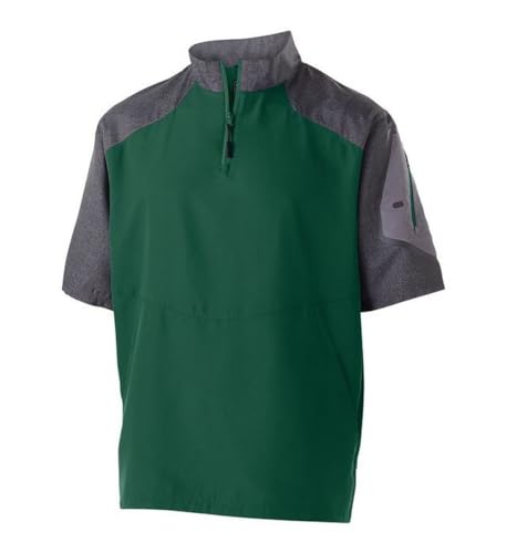 Image of Holloway Unisex Ultra-Lightweight Aero-TecO Raider Short-Sleeve Warm-Up Pullover-Carbon PRT /Blck