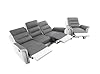 LOUNGITUDE RELAXXO - Pack - Ensemble de Canapés Relaxation Manuel 3 Places et 1 Fauteuil LÉON - Blanc/Gris
