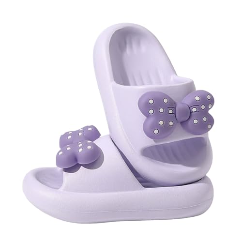 Generisch 2026 novedades zapatillas de estar por casa para niñas, cómodas, para interior y exterior, para niños pequeños, con estampado de lazo, 2 - (Light Purple, 36 Big Kids)