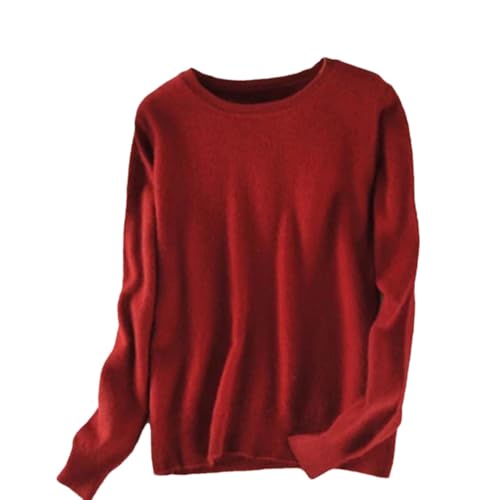Women's Autumn Winter Super Soft Cashmere Cotton Blended Classic O-Neck Knitted Sweater