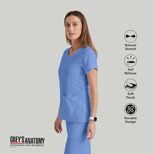 Grey’s Anatomy by Barco Classic Cora Scrub Top for Women – Ciel Blue, 4-Pocket Crossover V-Neck Scrub Shirt with Natural Stretch, Soil Release Fabric, and Super-Soft Finish – Small, Regular Fit by BARCO - Image 5