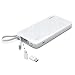 ROMOSS 10000mAh Portable Charger with Built-in Cable, 3-Input/Output Power Bank with Type-C Adapter Compatible for iPhone Xs Max, iPhone 8, iPhone 7, Samsung S8 and More